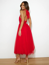Load image into Gallery viewer, New Style Halter Neck Mesh Turtleneck Dress +
