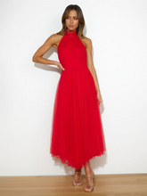 Load image into Gallery viewer, New Style Halter Neck Mesh Turtleneck Dress +

