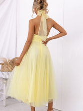 Load image into Gallery viewer, New Style Halter Neck Mesh Turtleneck Dress +
