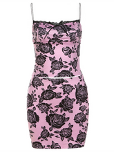 Load image into Gallery viewer, Women&#39;s New Fashion Rose Print Suspenders Sexy Slim Hip Skirt Suit +
