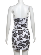 Load image into Gallery viewer, Women&#39;s New Fashion Rose Print Suspenders Sexy Slim Hip Skirt Suit +
