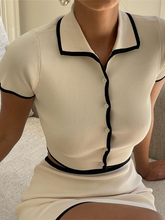 Load image into Gallery viewer, Ladies New Short-Sleeved Cardigan Lapel Sexy Hip-Wrapped Short Skirt Suit +
