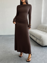 Load image into Gallery viewer, Solid Color Hip-wrapped One-shoulder Dress +
