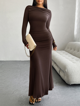 Load image into Gallery viewer, Solid Color Hip-wrapped One-shoulder Dress +
