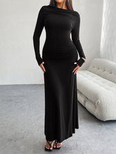 Load image into Gallery viewer, Solid Color Hip-wrapped One-shoulder Dress +
