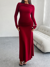 Load image into Gallery viewer, Solid Color Hip-wrapped One-shoulder Dress +
