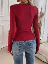 Load image into Gallery viewer, Women&#39;s Y2K Threaded Button U-Neck Knitted Long Sleeve Top
