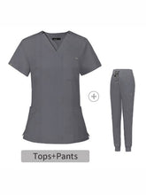 Load image into Gallery viewer, Scrubs V-neck Short-sleeved Hospital Nurse Suit Doctor Uniform Female Operating Room Washing Clothes +
