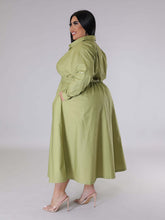 Load image into Gallery viewer, Fashionable Plus Size Women&#39;s Solid Color Long Sleeve Shirt Dresses +
