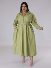 Load image into Gallery viewer, Fashionable Plus Size Women&#39;s Solid Color Long Sleeve Shirt Dresses +
