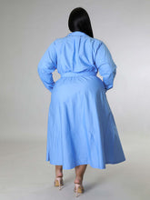 Load image into Gallery viewer, Fashionable Plus Size Women&#39;s Solid Color Long Sleeve Shirt Dresses +
