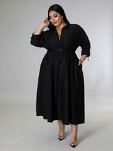 Load image into Gallery viewer, Fashionable Plus Size Women&#39;s Solid Color Long Sleeve Shirt Dresses +
