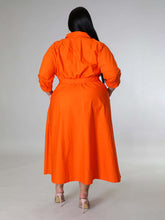 Load image into Gallery viewer, Fashionable Plus Size Women&#39;s Solid Color Long Sleeve Shirt Dresses +
