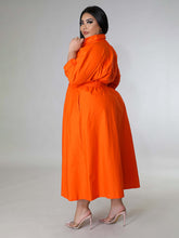 Load image into Gallery viewer, Fashionable Plus Size Women&#39;s Solid Color Long Sleeve Shirt Dresses +

