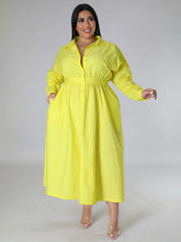 Load image into Gallery viewer, Fashionable Plus Size Women&#39;s Solid Color Long Sleeve Shirt Dresses +
