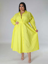 Load image into Gallery viewer, Fashionable Plus Size Women&#39;s Solid Color Long Sleeve Shirt Dresses +
