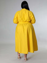 Load image into Gallery viewer, Fashionable Plus Size Women&#39;s Solid Color Long Sleeve Shirt Dresses +
