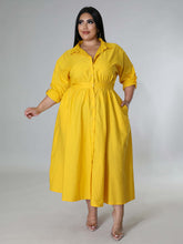 Load image into Gallery viewer, Fashionable Plus Size Women&#39;s Solid Color Long Sleeve Shirt Dresses +

