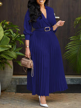 Load image into Gallery viewer, Plus Size Women&#39;s V Neck Pleated Dress +
