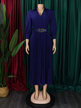 Load image into Gallery viewer, Plus Size Women&#39;s V Neck Pleated Dress +

