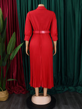 Load image into Gallery viewer, Plus Size Women&#39;s V Neck Pleated Dress +
