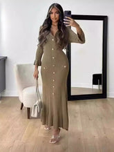 Load image into Gallery viewer, Autumn Winter Fashion Long Slim Fit Knitted Long-sleeved Dress +
