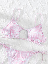 Load image into Gallery viewer, Classic Snakeskin Hollow Lace-up Multi-color Bikini +
