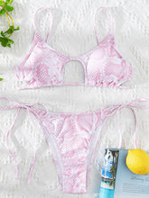 Load image into Gallery viewer, Classic Snakeskin Hollow Lace-up Multi-color Bikini +
