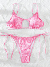 Load image into Gallery viewer, Classic Snakeskin Hollow Lace-up Multi-color Bikini +
