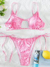 Load image into Gallery viewer, Classic Snakeskin Hollow Lace-up Multi-color Bikini +
