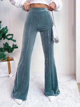 Load image into Gallery viewer, Women's High Waist Corduroy Flared Pants Solid Color Casual Wide Leg Sweatpants +
