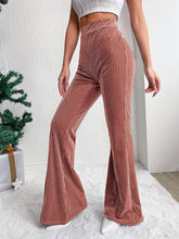 Load image into Gallery viewer, Women's High Waist Corduroy Flared Pants Solid Color Casual Wide Leg Sweatpants +
