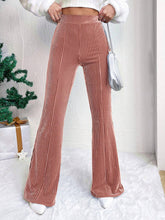Load image into Gallery viewer, Women's High Waist Corduroy Flared Pants Solid Color Casual Wide Leg Sweatpants +
