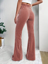 Load image into Gallery viewer, Women's High Waist Corduroy Flared Pants Solid Color Casual Wide Leg Sweatpants +
