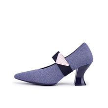 Load image into Gallery viewer, Pointed Toe Knit Pumps – French Chic Block Heel Shoes
