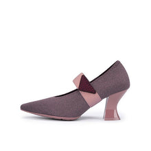 Load image into Gallery viewer, Pointed Toe Knit Pumps – French Chic Block Heel Shoes
