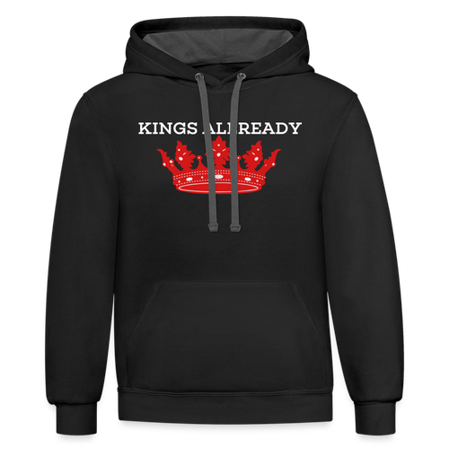 Kings Contrast Hoodie | Fruit of the Loom Hoodeed Sweater - black/asphalt