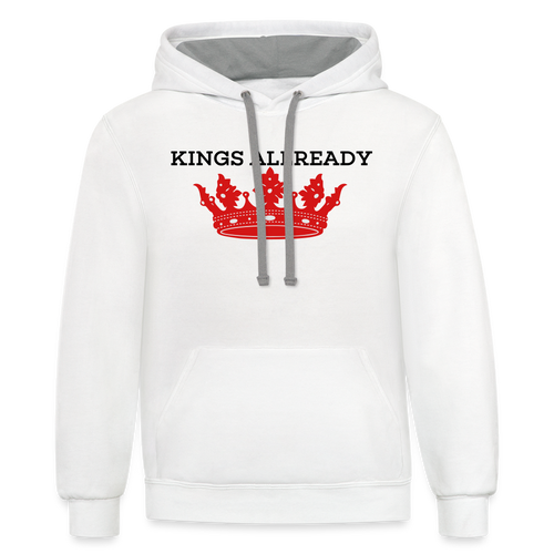 Kingdom Culture Contrast Hoodie | Fruit of the Loom Hoodeed Sweater - white/gray