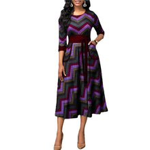 Load image into Gallery viewer, Mid-length Swing Dress Waist Belted Half Sleeve Summer Dress High Waist Light Dress +
