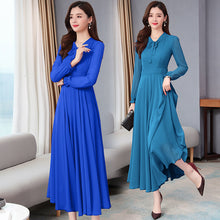 Load image into Gallery viewer, Classy Elegant Women&#39;s Dress - Long Sleeve Chiffon Solid Color Dress +
