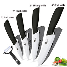 Load image into Gallery viewer, Luxury Cooking Tool Original Zirconia White Ceramic Blade 4Piece Kitchen Knives Set 1 Peeler +
