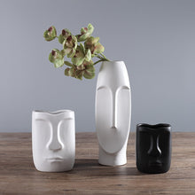 Load image into Gallery viewer, Ceramic Black and White Abstract Vase Human Face Shaped Vase Nordic Minimalist Art +
