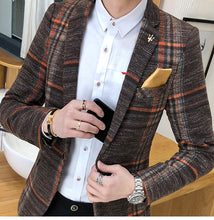 Load image into Gallery viewer, Slim Fit Men&#39;s Plaid Blazer Fashion Casual Jacket +
