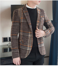 Load image into Gallery viewer, Slim Fit Men&#39;s Plaid Blazer Fashion Casual Jacket +
