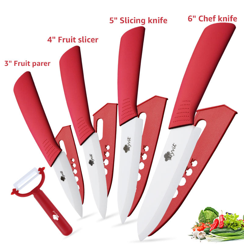 Luxury Cooking Tool Original Zirconia White Ceramic Blade 4Piece Kitchen Knives Set 1 Peeler +
