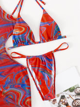 Load image into Gallery viewer, Abstract Print Tied Three-Piece Swimsuit (+)
