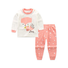 Load image into Gallery viewer, Children&#39;s Underwear Set Long-sleeved Color Matching Cotton Round Neck Shoulder Buckle +
