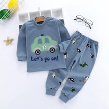 Load image into Gallery viewer, Children&#39;s Underwear Set Long-sleeved Color Matching Cotton Round Neck Shoulder Buckle +
