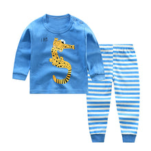 Load image into Gallery viewer, Children&#39;s Underwear Set Long-sleeved Color Matching Cotton Round Neck Shoulder Buckle +
