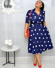 Load image into Gallery viewer, Dress Suit Collar Dots with Belt Large Size +

